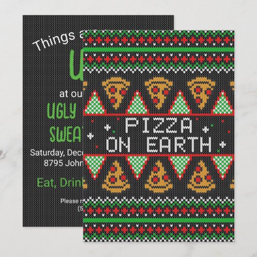 Invitation Pizza Ugly Christmas Sweat (Devant / Derrière)