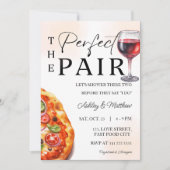 Invitation Pizza Vin Parfait Paire Couple Wedding shower (Devant)
