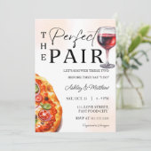 Invitation Pizza Vin Parfait Paire Couple Wedding shower (Debout devant)