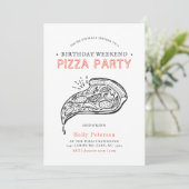 Invitation Pizza vintage | Fin de semaine d'anniversaire (Debout devant)