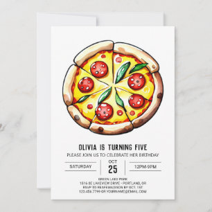 Invitation Pizza Whimsical au fromage Anniversaire