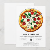Invitation Pizzas modifiable en pied de page (Devant / Derrière)