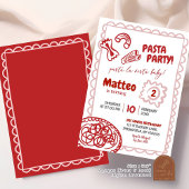 Invitation Pizzas Rouge Dessinées à la main fête d'anniversai