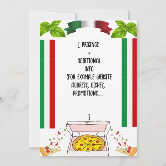 Invitation Pizzeria événements et inauguration (Dos)