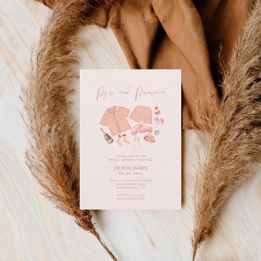 Invitation Pj and prosecco bridal shower