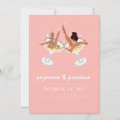 Invitation PJ et Prosecco Pajama Party Anniversaire (Devant)