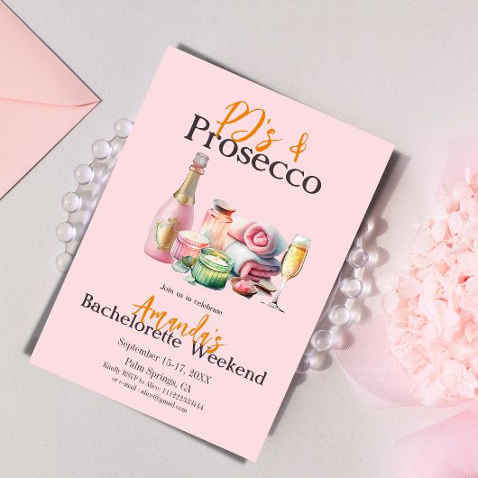Invitation Pjs Prosecco Spa Rose Bachelorette Party Itinérair