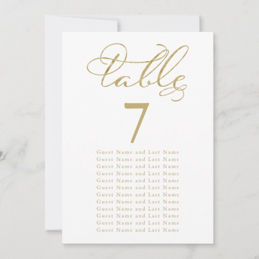 Invitation Placement des invités de mariage Papier doré Éléga (Devant)