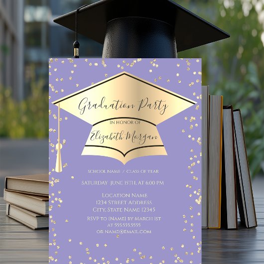 Invitation Plafond de diplôme, Diamants Purple Graduation
