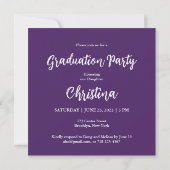 Invitation Plafond de graduation moderne violet et or (Dos)