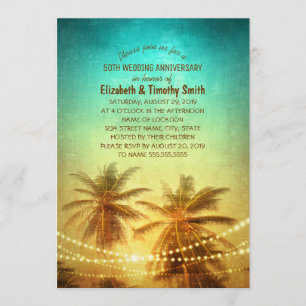 Invitation Plage à thème de Palm Tree Sunset Fête de l'mariée