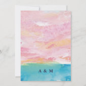 Invitation Plage Abstraite Pink & Blue Aquarelle Arrière - pl (Dos)