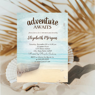 Invitation Plage adorable, bateau, fête de retraite du phare