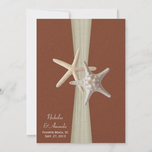 Invitation Plage Amore Starfish Mariage (Devant)