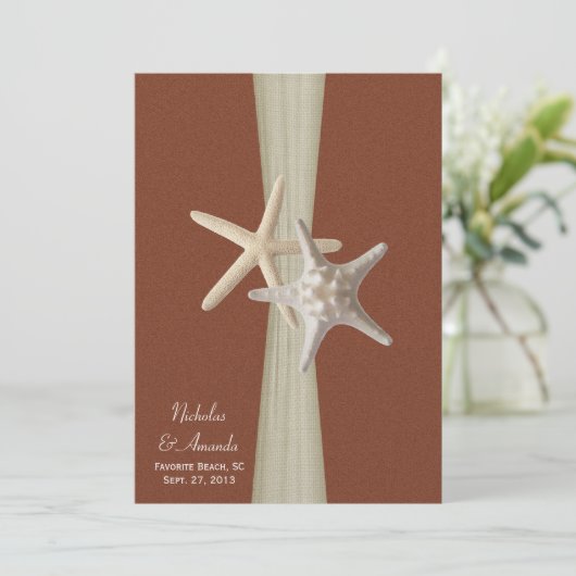 Invitation Plage Amore Starfish Mariage (Debout devant)