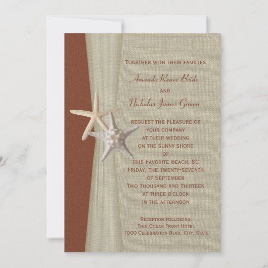 Invitation Plage Amore Starfish Mariage (Dos)