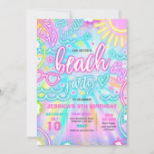 Invitation Plage Anniversaire Fête Summer Beach Tie Dye Glow (Devant)