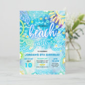 Invitation Plage Anniversaire Fête Summer Beach Tie Dye Glow (Debout devant)