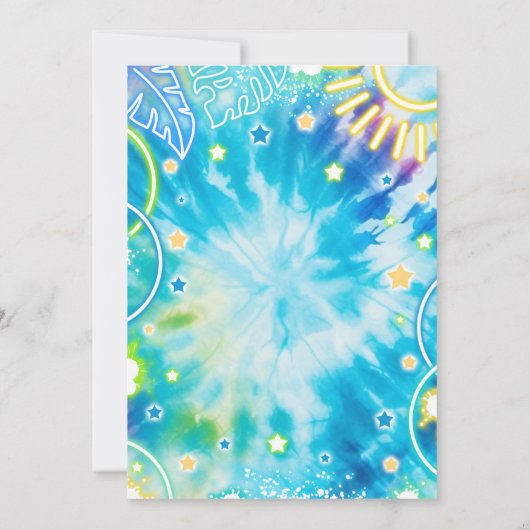 Invitation Plage Anniversaire Fête Summer Beach Tie Dye Glow (Dos)