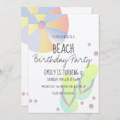 Invitation Plage Anniversaire Piscine Flip Flop Sandy (Devant / Derrière)