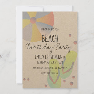 Invitation Plage Anniversaire Piscine Flip Flop Sandy