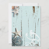 Invitation plage aqua bleu coquillages dîner de répétition ma (Dos)