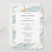 Invitation Plage Aqua Mint Starfish Stripes Fête des mariées (Devant)