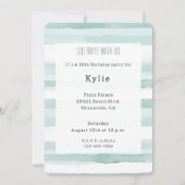 Invitation Plage Aqua Mint Stripes Anniversaire (Devant)