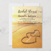 Invitation Plage Au Coeur Dans La Fête des mariées De Sable (Devant)