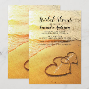 Invitation Plage Au Coeur Dans La Fête des mariées De Sable