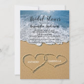 Invitation Plage Au Coeur Dans La Fête des mariées De Sable (Devant)