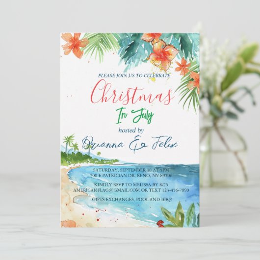 Invitation Plage Avant I Noël En Juillet (Debout devant)