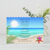 Invitation Plage Avec Fête des mariées Colorée Starfish Invit (Debout devant)