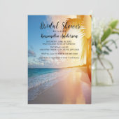 Invitation Plage Avec Palm Tree Sunset Fête des mariées (Debout devant)