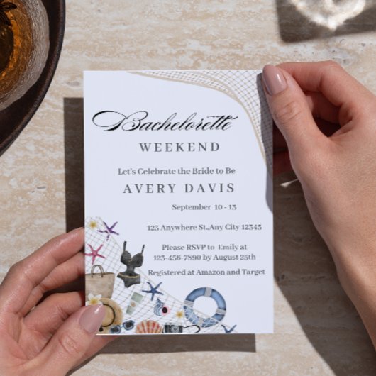 Invitation Plage Bachelorette Parcours du week-end