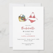 Invitation Plage Bachelorette week-end Itinéraire (Devant)