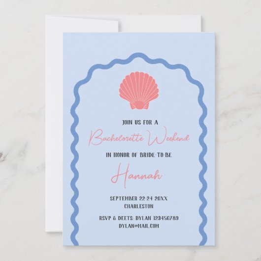 Invitation Plage Bachelorette Weekend Seashell (Devant)