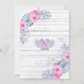 Invitation Plage Blanc Bois Tropical Hibiscus Fleurs Florales (Dos)