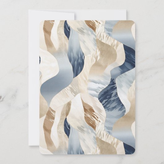 Invitation Plage bleu crème sable ivoire Mariage Abstrait (Dos)