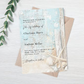 Invitation Plage bleu sable étoile de mer bois flotté luxe ma