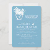 Invitation Plage Bleue Dusk Palm Tree Destination Chalkboard (Devant)