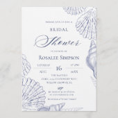 Invitation Plage Blue Shells Élégant Shower de Mariée (Devant)