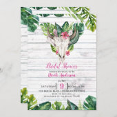Invitation Plage Boho crâne Tropical Floral Feuilles (Devant / Derrière)