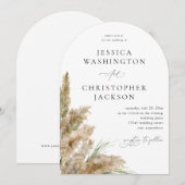 Invitation Plage Boho Pampas Grass Mariage V2 Arch (Devant / Derrière)