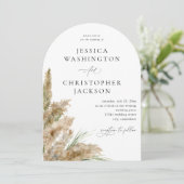 Invitation Plage Boho Pampas Grass Mariage V2 Arch (Debout devant)