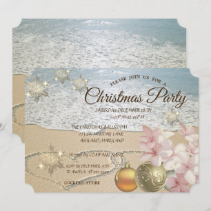 Invitation Plage, Boules de Noël, Plumeria Soirée d'entrepris