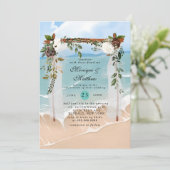 Invitation Plage Canopée Floral Tropical Moderne Mariage (Debout devant)