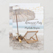 Invitation Plage Chaise Vin Parti Retraite (Devant / Derrière)