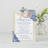 Invitation Plage chère et Fête des mariées bleu dentelle (Debout devant)