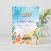 Invitation Plage Cocktail Fruits été Sweet 16 Party (Debout devant)